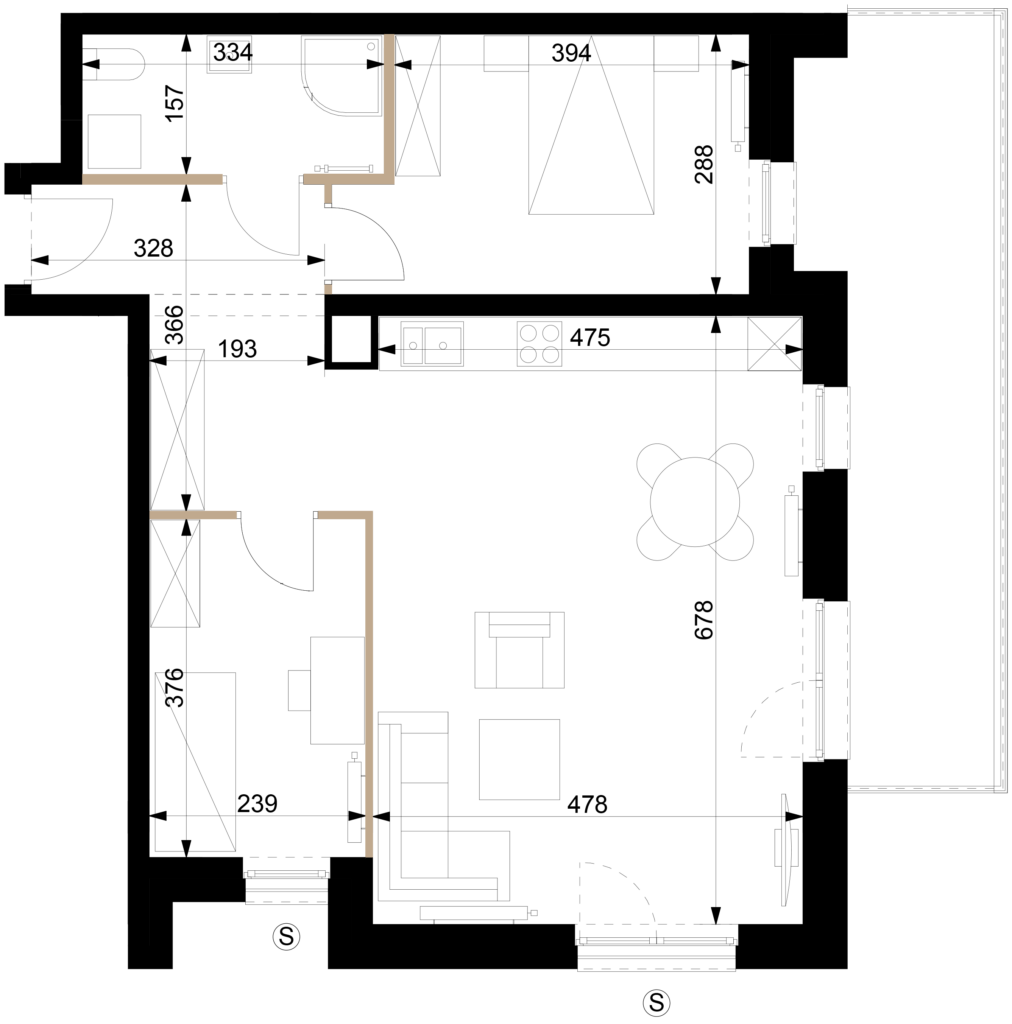 Rzut 2D – mieszkanie M01