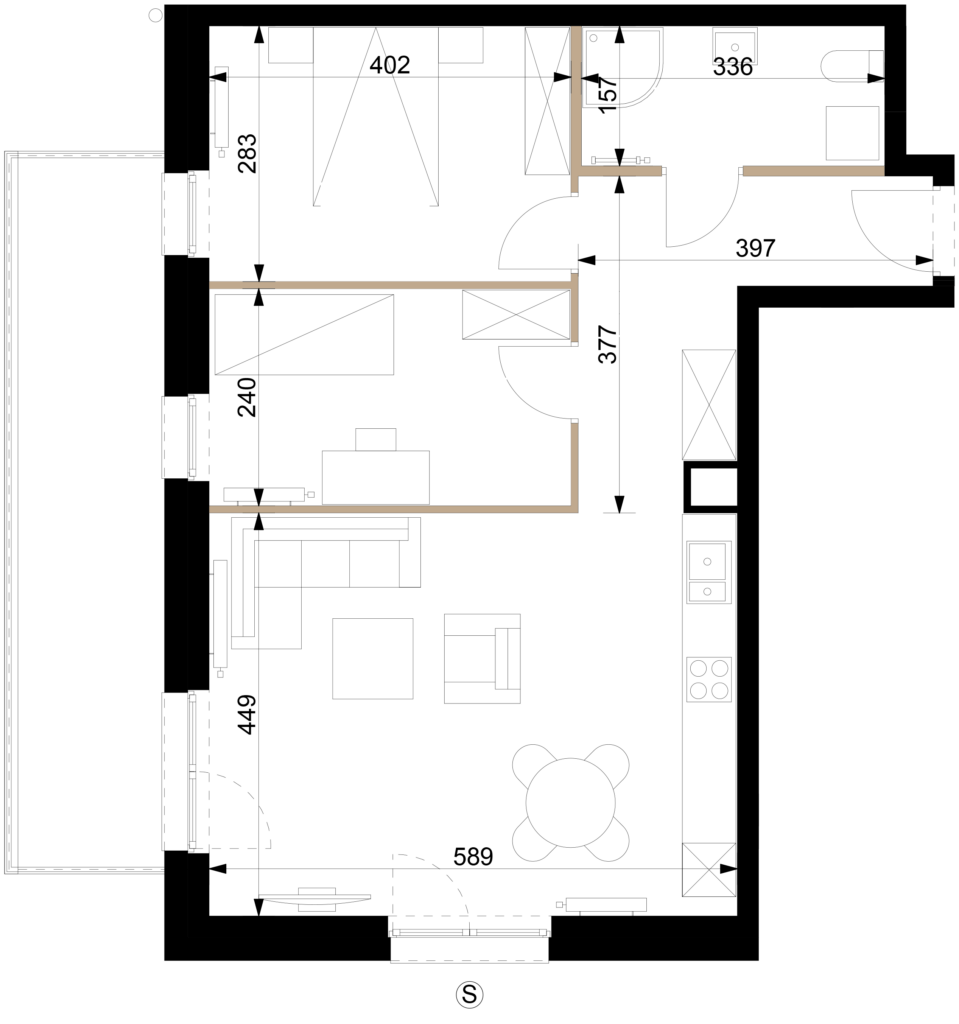 Rzut 2D – mieszkanie M04