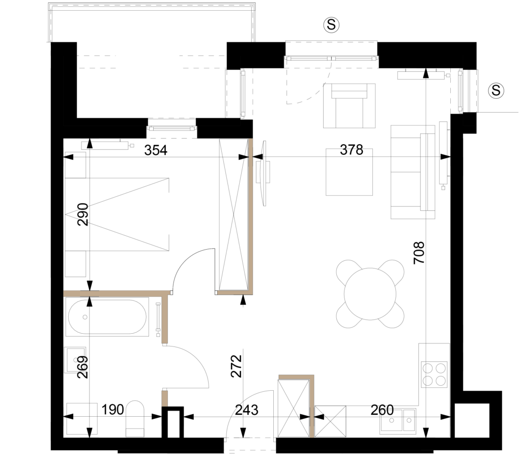 Rzut 2D – mieszkanie M02