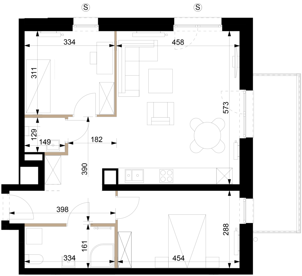 Rzut 2D – mieszkanie M05
