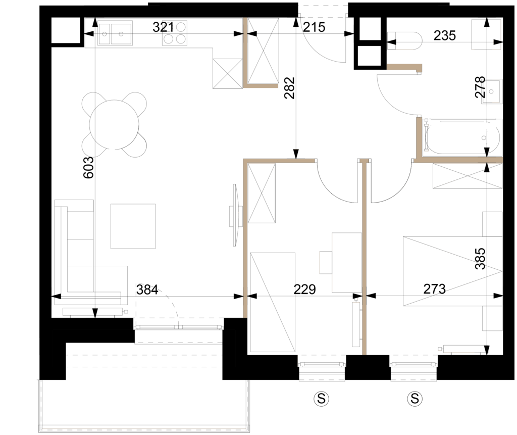 Rzut 2D – mieszkanie M03